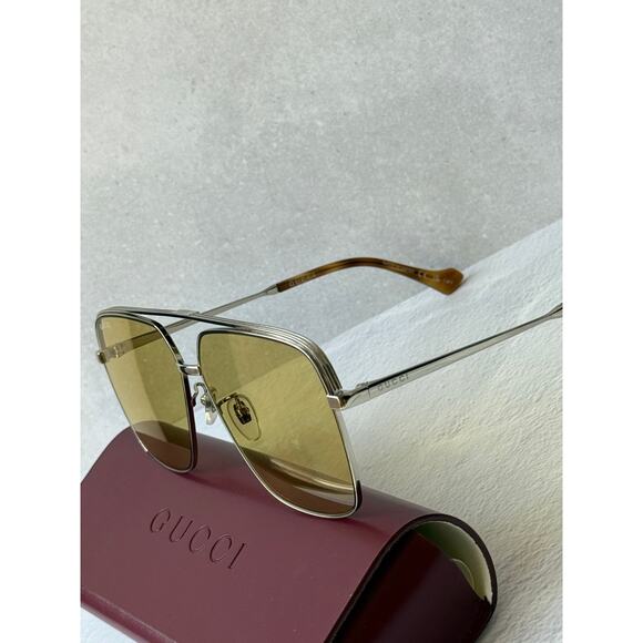 NEW Gucci GG1099SA Silver Yellow Lens Navigator Sunglasses main image 5